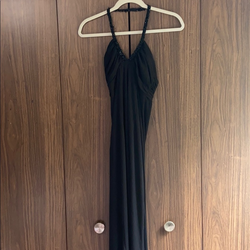 Slimming black evening gown